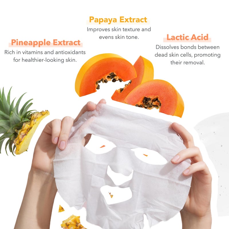 Patchology Exfoliating Face Mask - Exfoliate Mate Sheet Mask with Papaya and Pineapple gently unclogs pores and brightens skin, Lactid Acid (AHA) helps reduce fine lines and wrinkles (1 Mask) - Image 3